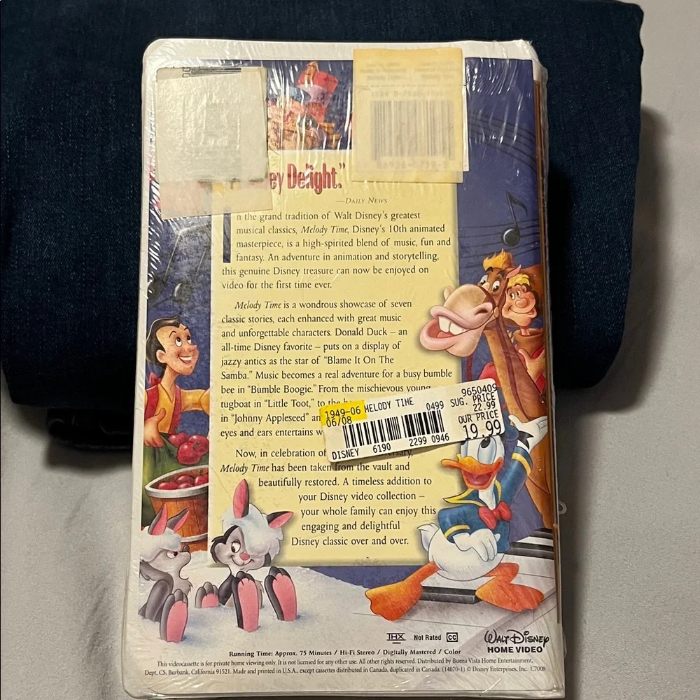 Disney Melody Time 50th Anniversary VHS - Vibrant Cover